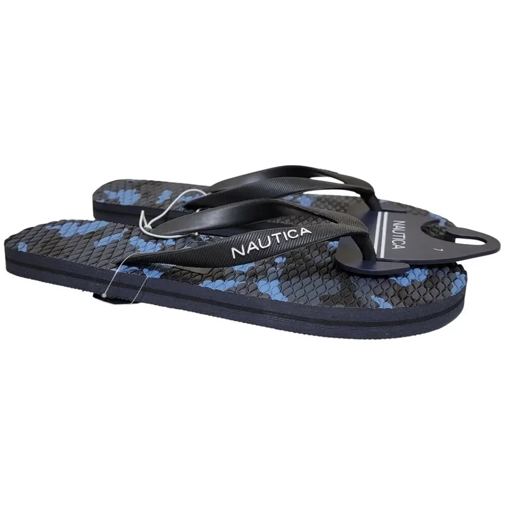 Nautica Men Jiren Flip Flop Thong Sandals Size US 7M Navy Blue Camouflage